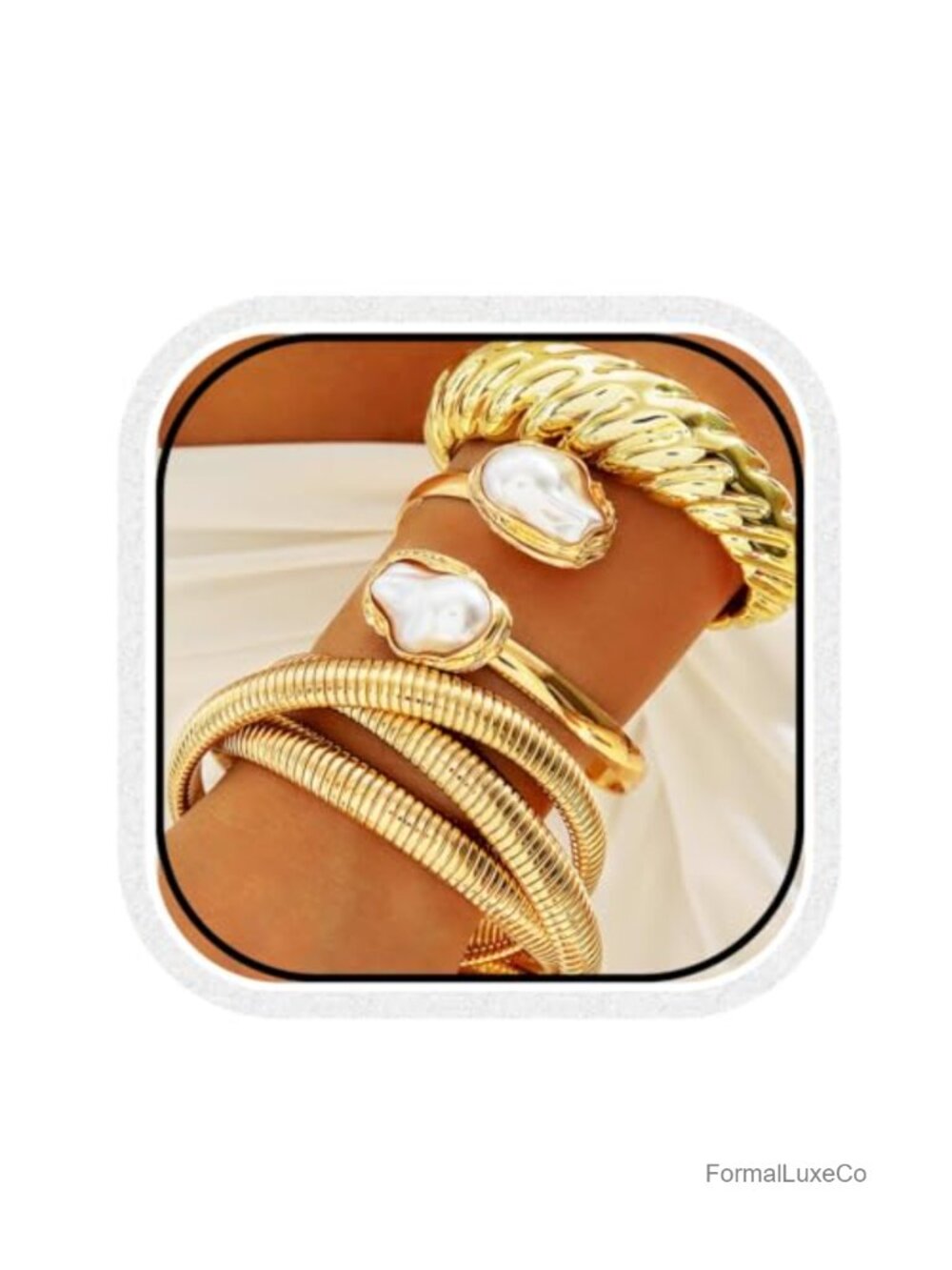 Chunky Gold Bangle Bracelet Cuff Set Trendy Stackable Bracelets
